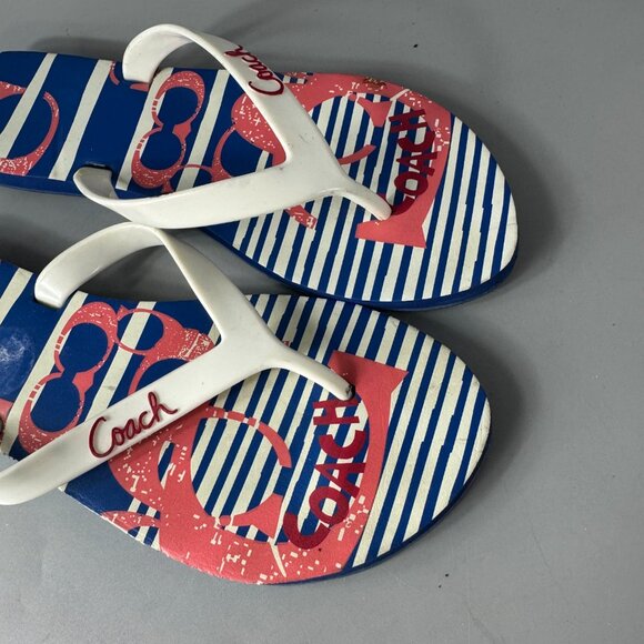 Authentic Coach Kali Jelly/Popular Nautical Striped Sz. 7B Flip Flops - Picture 9 of 11